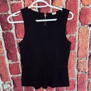 J.Crew Black Sleeveless Peplum Top blouse size XXS
